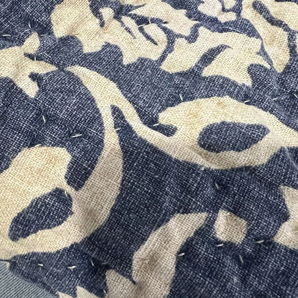 Pottery Barn Quilted Euro Sham Cream Blue linen cotton 26